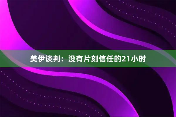 美伊谈判:没有片刻信任的21小时