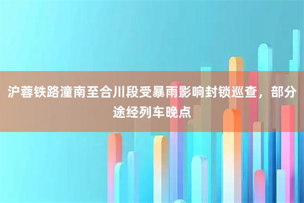 沪蓉铁路潼南至合川段受暴雨影响封锁巡查，部分途经列车晚点